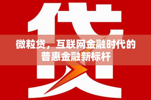 怀来微粒贷，互联网金融时代的普惠金融新标杆