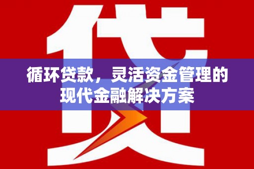 怀来循环贷款，灵活资金管理的现代金融解决方案
