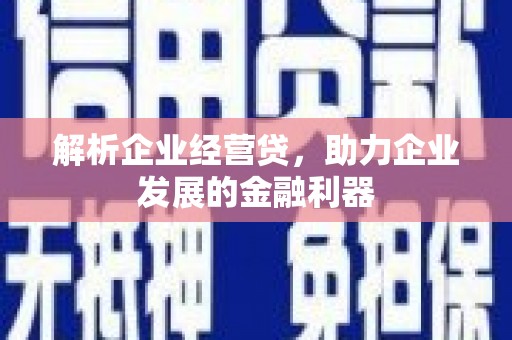 怀来解析企业经营贷，助力企业发展的金融利器
