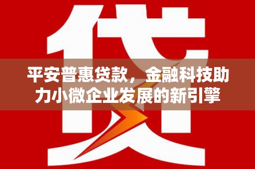 怀来平安普惠贷款，金融科技助力小微企业发展的新引擎