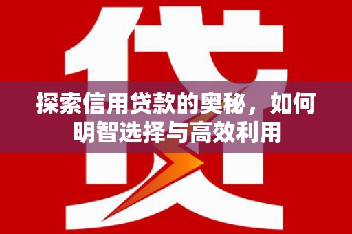 怀来探索信用贷款的奥秘，如何明智选择与高效利用