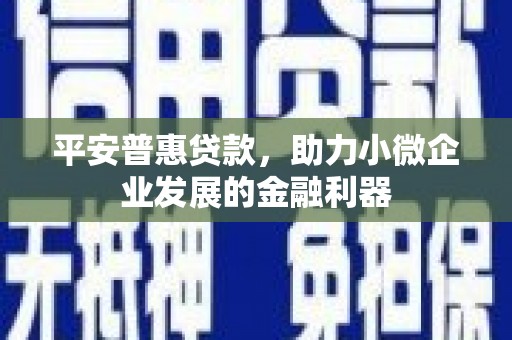 怀来平安普惠贷款，助力小微企业发展的金融利器