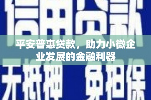 怀来平安普惠贷款，助力小微企业发展的金融利器